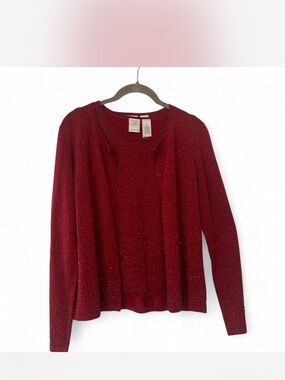 Vintage Etta James Red Sparkle Cardigan Twinset size S